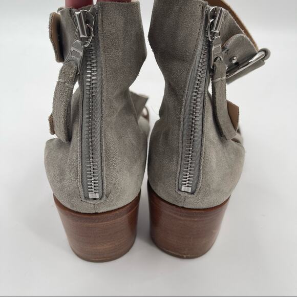 RAG & BONE Mari Block Heel Sandal Gray/Taupe Zipper & Buckle Size 39.5 US 9.5 - Picture 8 of 16